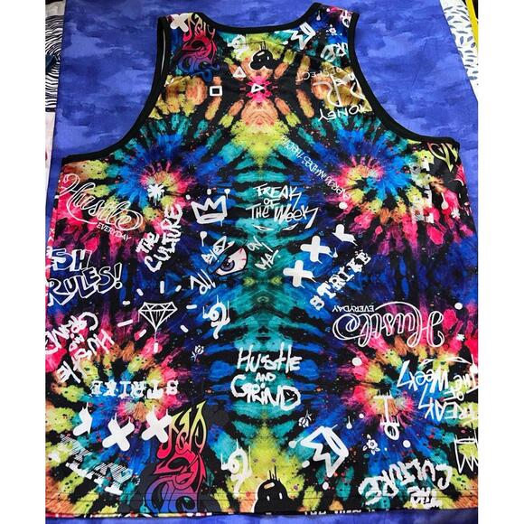 Fresh Prints of Bel-Air Graffiti Spray Paint Tie Dye Tank Top Medium - Picture 4 of 7